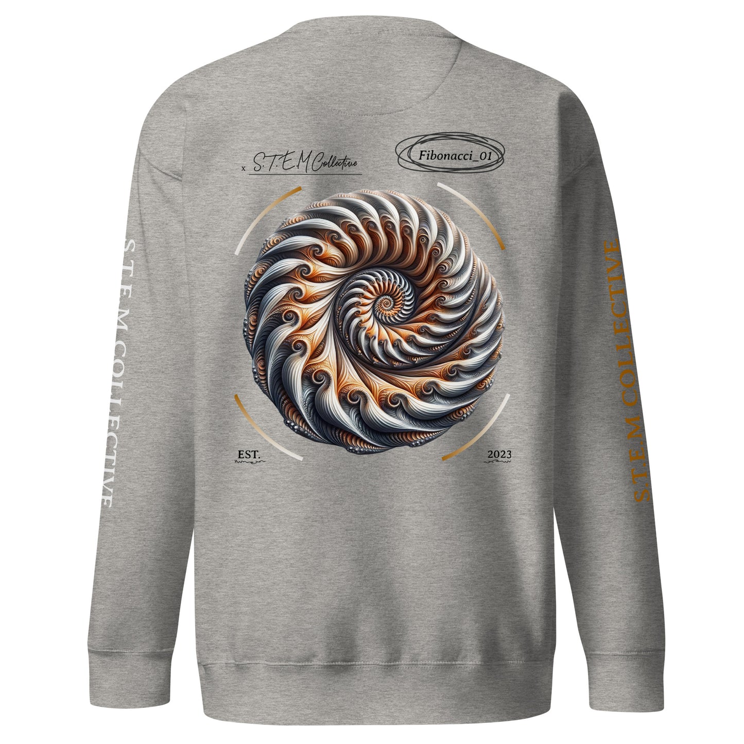 "Fibonacci_01" - Premium Crewneck - Grey