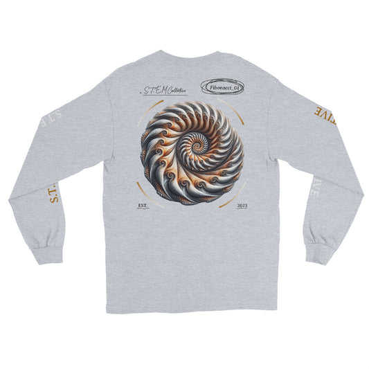 "Fibonacci_01" - Premium Long Sleeve - Grey