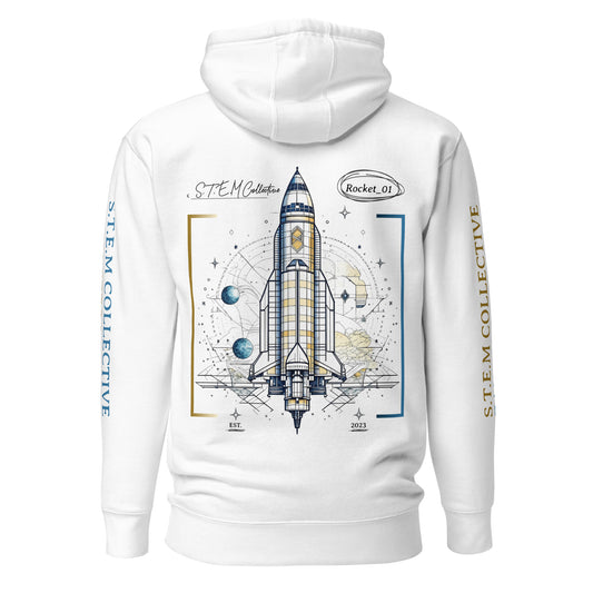 "Rocket_01" - Premium Hoodie - White