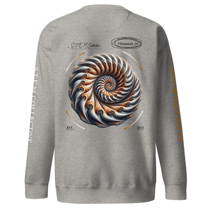 "Fibonacci_01" - Premium Crewneck - Grey