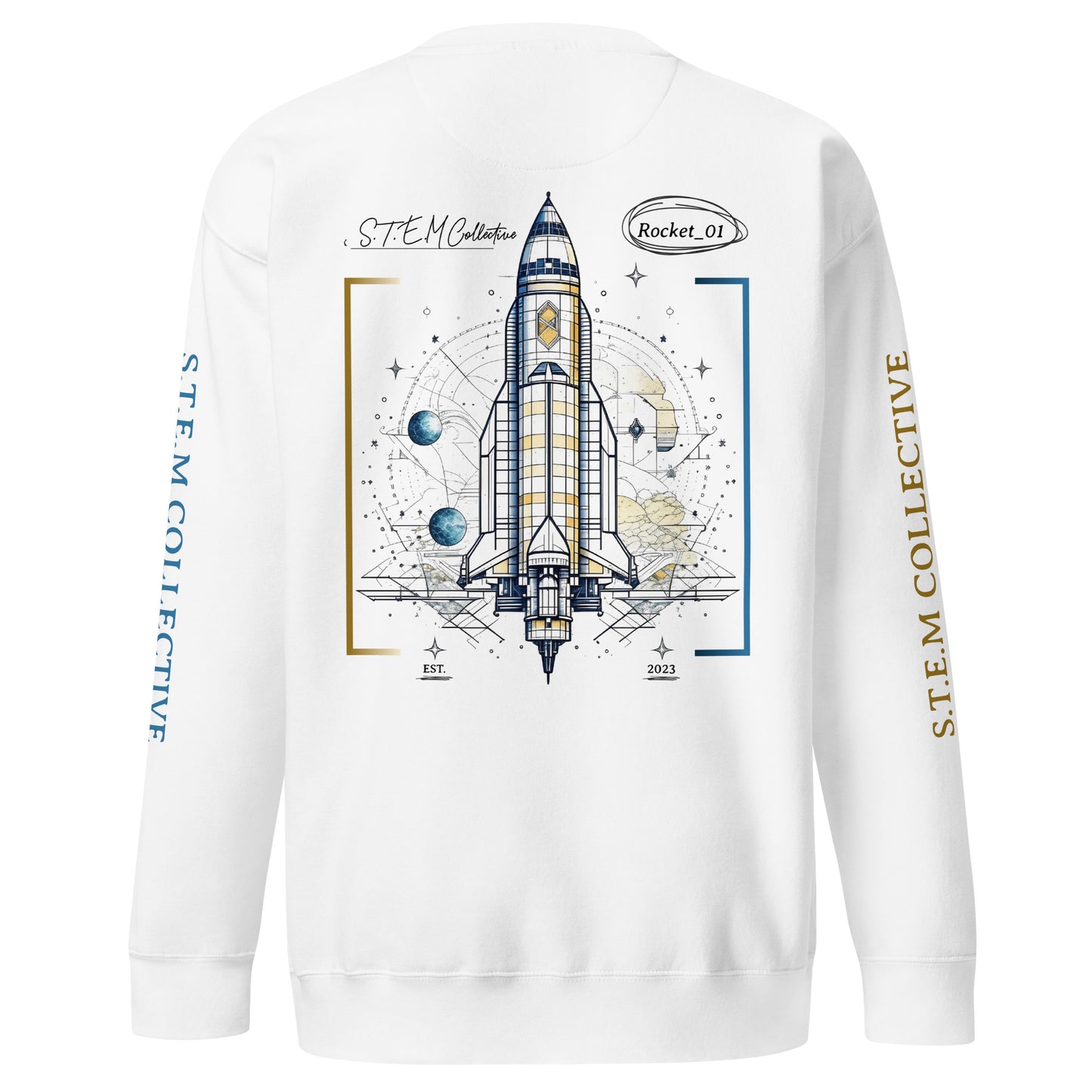 "Rocket_01" - Premium Crewneck - White